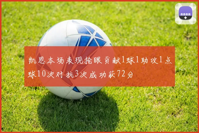 凯恩本场表现抢眼贡献1球1助攻1点球10次对抗3次成功获72分